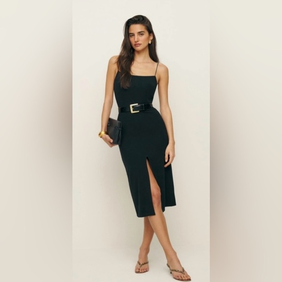New! Reformation Pavia Knit Black Dress with Front Slit 🖤 XS - Picture 8 of 11